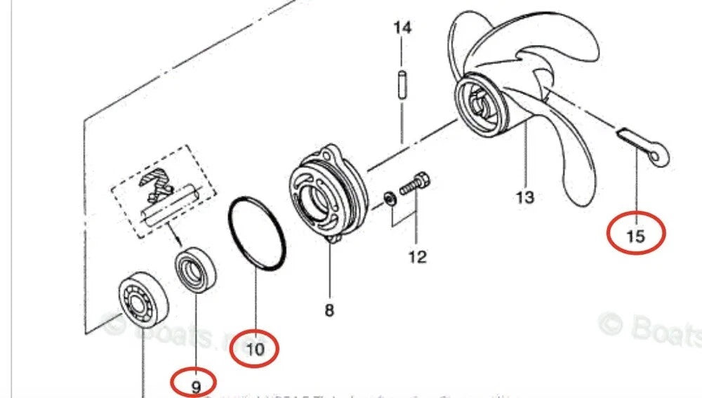 Lower Unit Gearcase Seal Kit for Tohatsu 2-3.5HP (1990-2023)