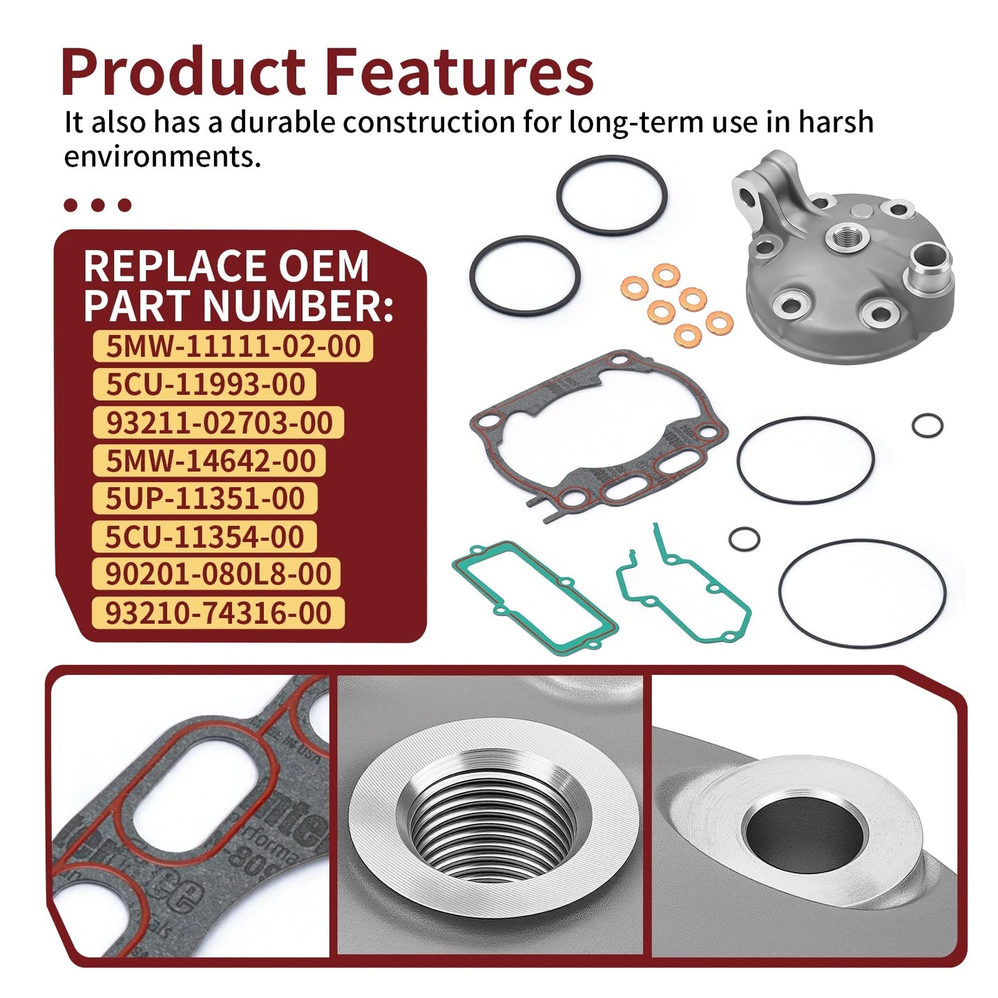 Stock Bore Replacement Cylinder Head Kit for Yamaha YZ250 (2001-2023)