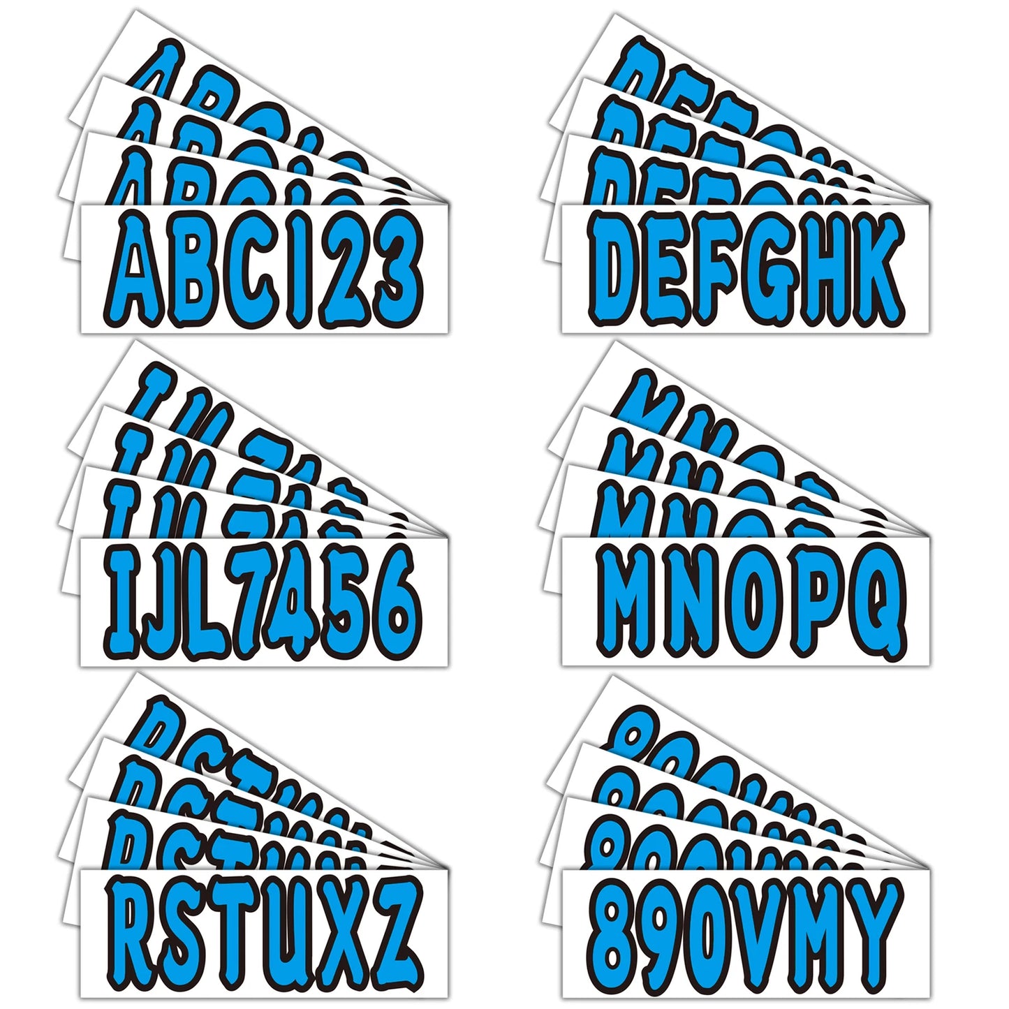 Boat Registration Decals A-Z/0-9 Blue Set