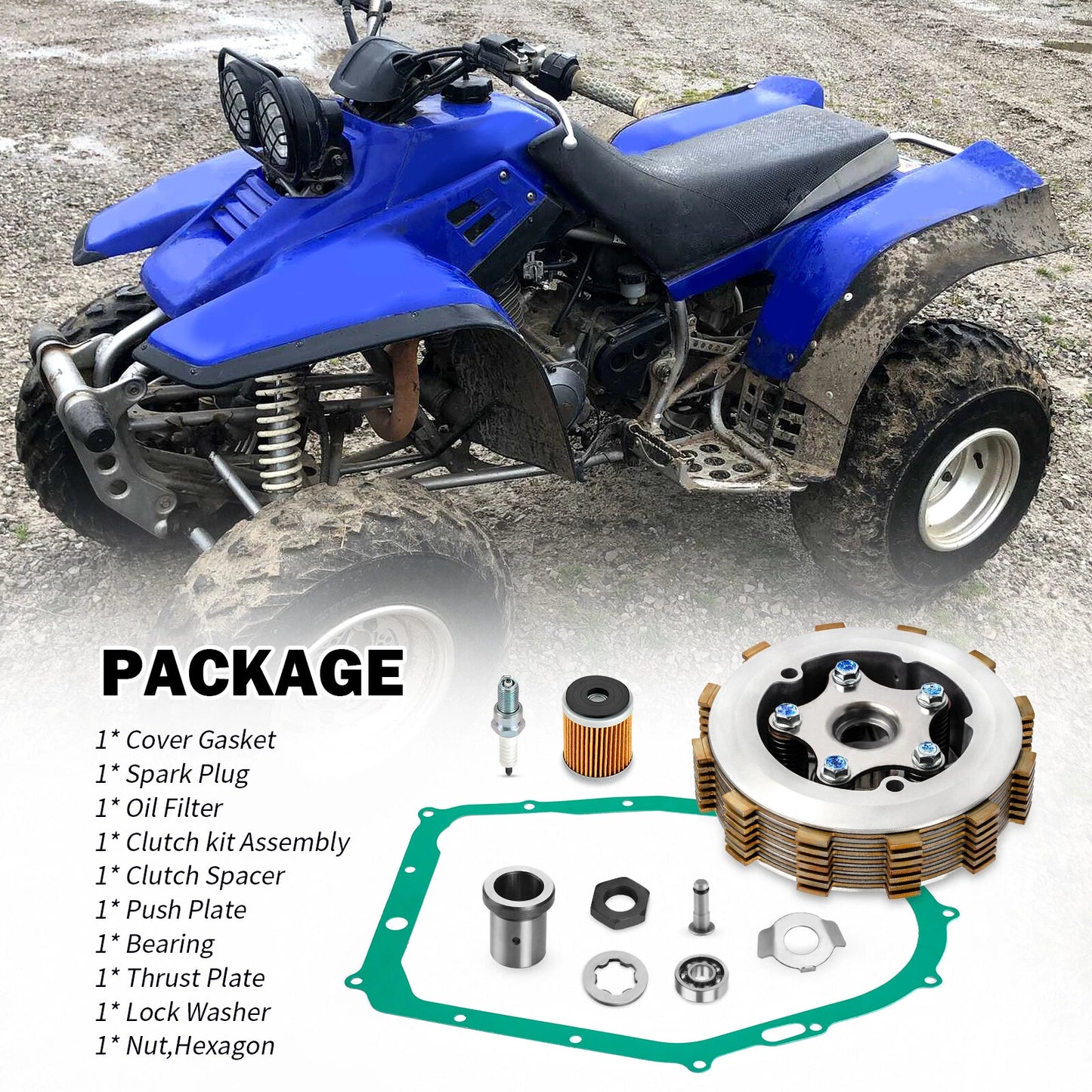 Heavy Duty Clutch Assembly & Gasket for Yamaha Warrior 350 YFM350 87-04