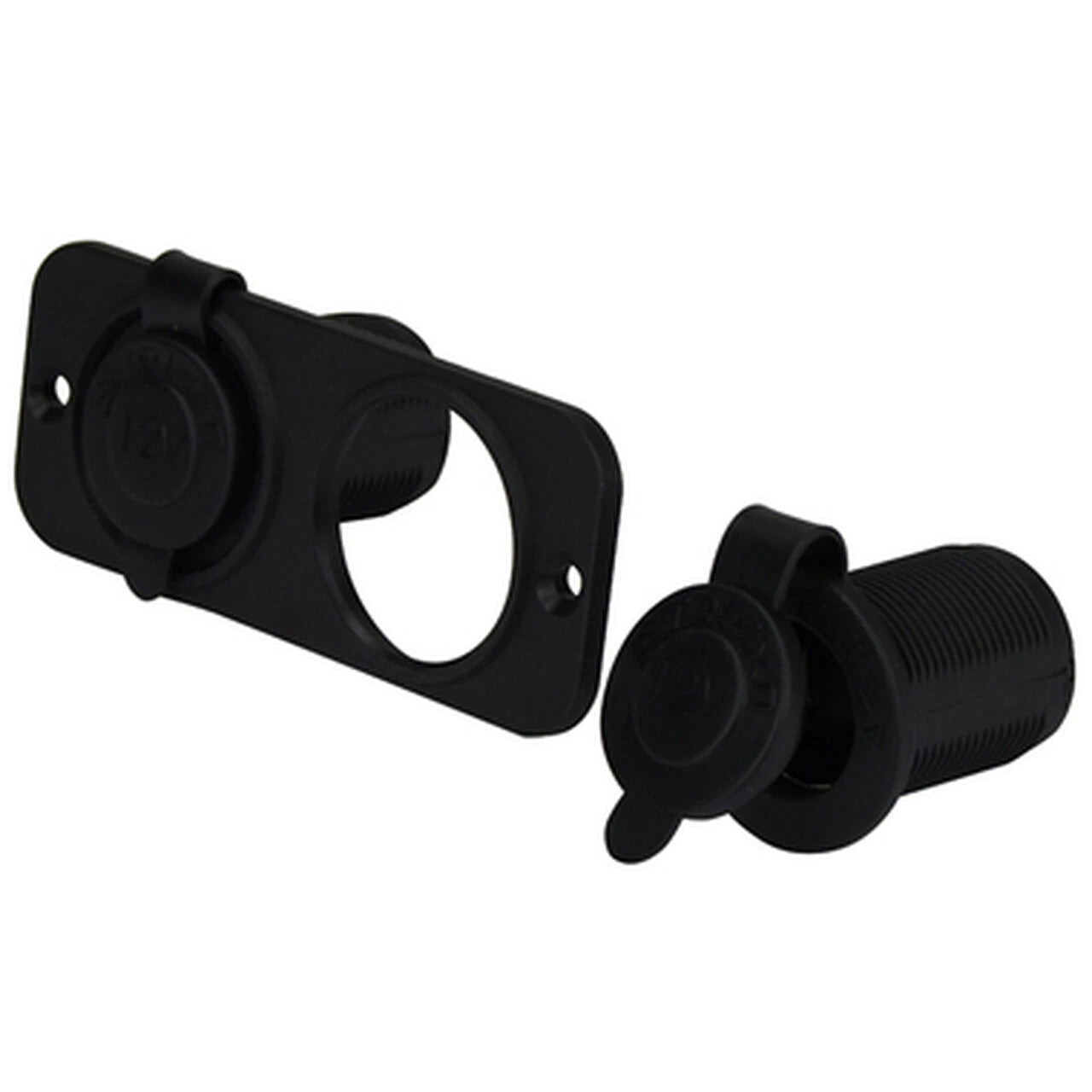 Flush Mount Dual Power Socket 12/24V 20A for Boat/Car/Caravan/4WD Black