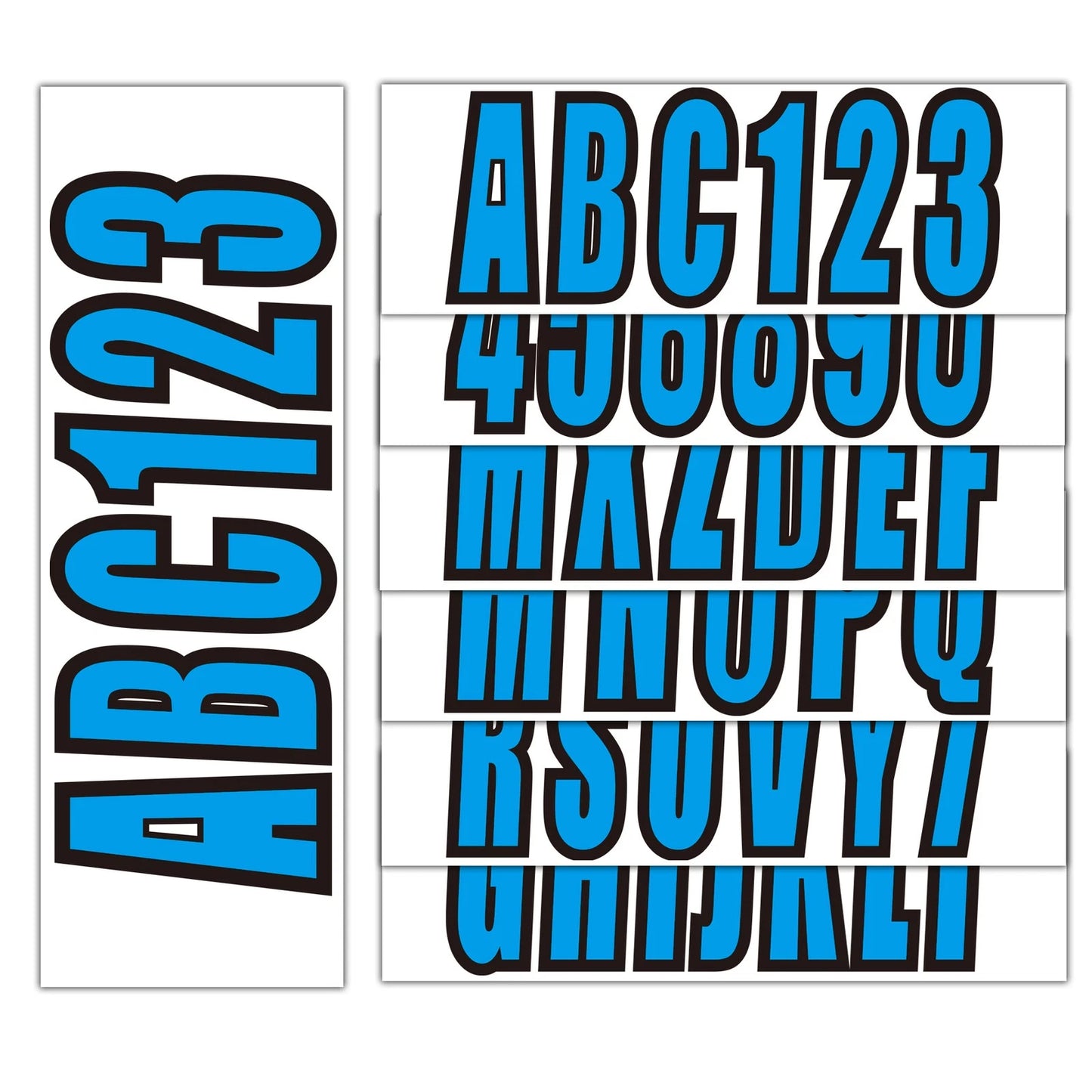 Boat Registration Numbers & Letters Sticker 3" A-Z & 0-9 Blue