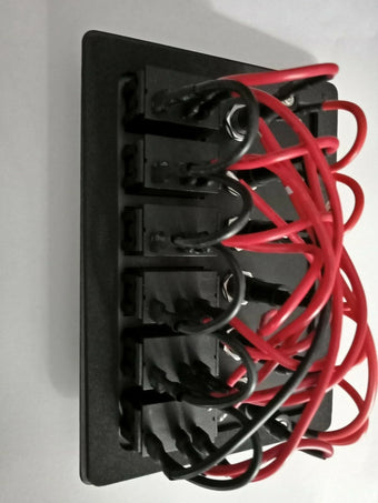 compare product 12V 6 Switch Panel Weatherproof Black Textured Alloy Pre-Wired