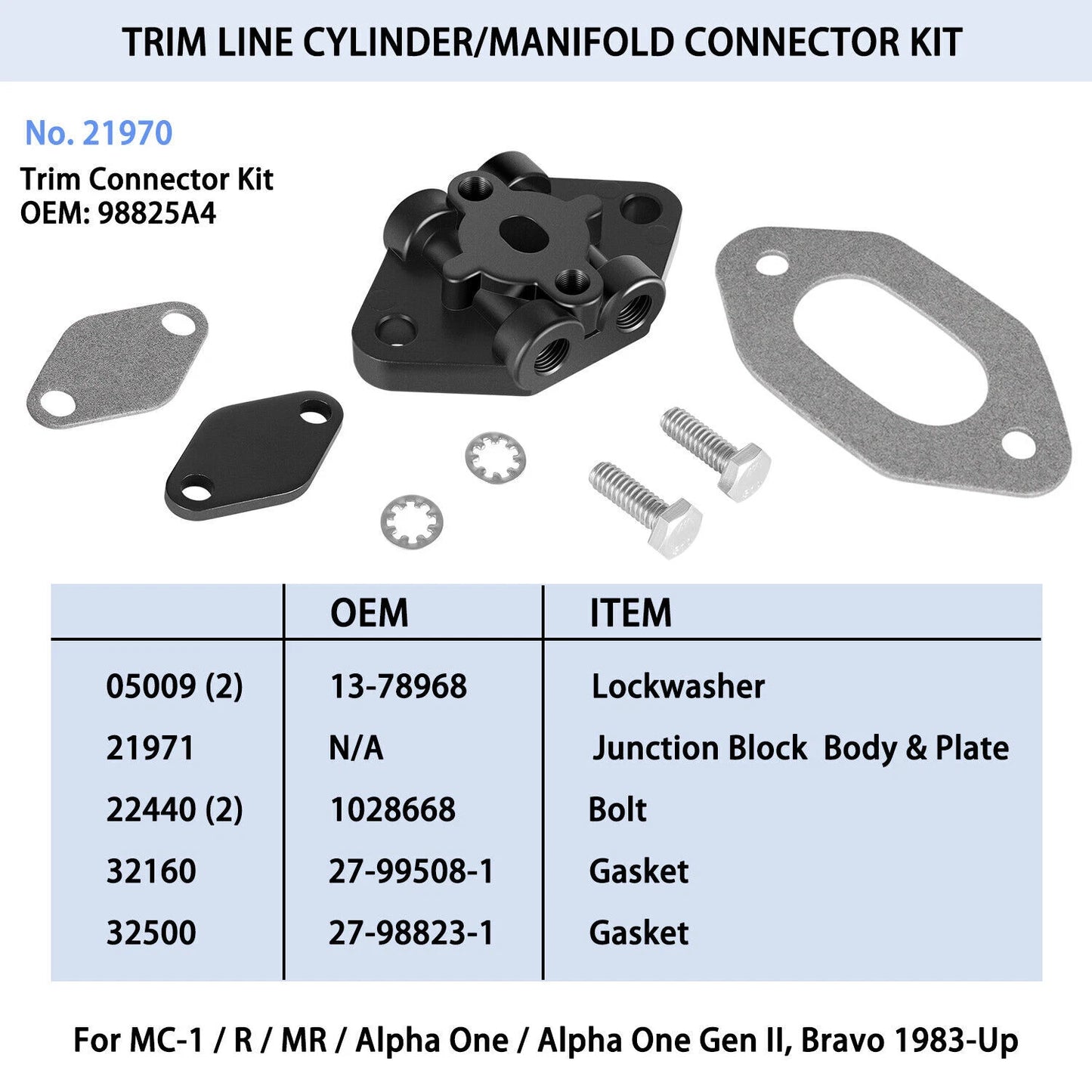 Trim Line Cylinder Connector Kit for MerCruiser Alpha/Bravo (1985-1995)