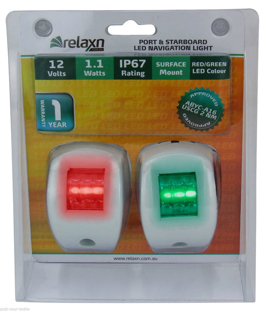 12V LED Boat Navigation Lights White Case Port/Starboard Approved 2NM