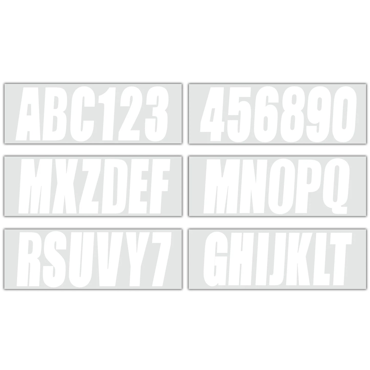 White Boat Decals A-Z/0-9 Registration 4 Sets