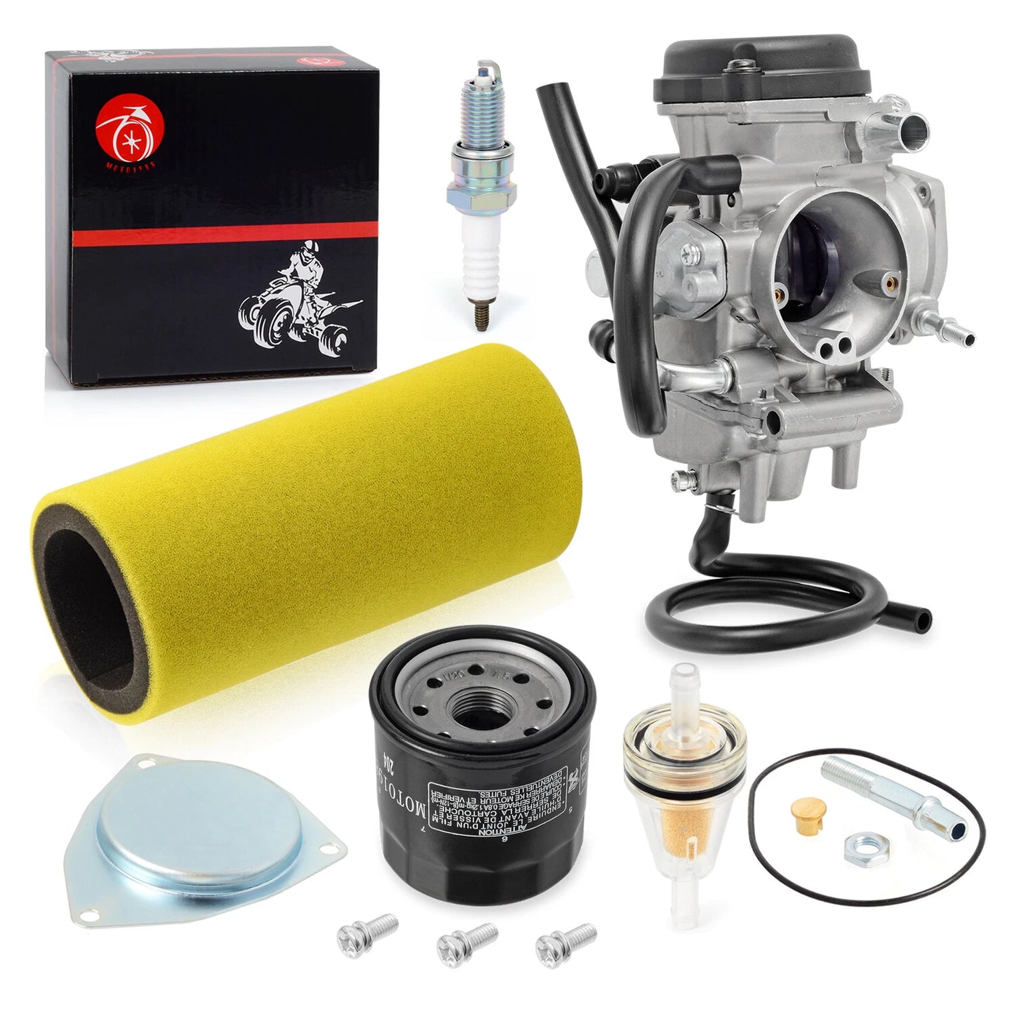 Carburetor & Air Filter Foam & Spark Plug for Yamaha Rhino 450 (2006-2009)
