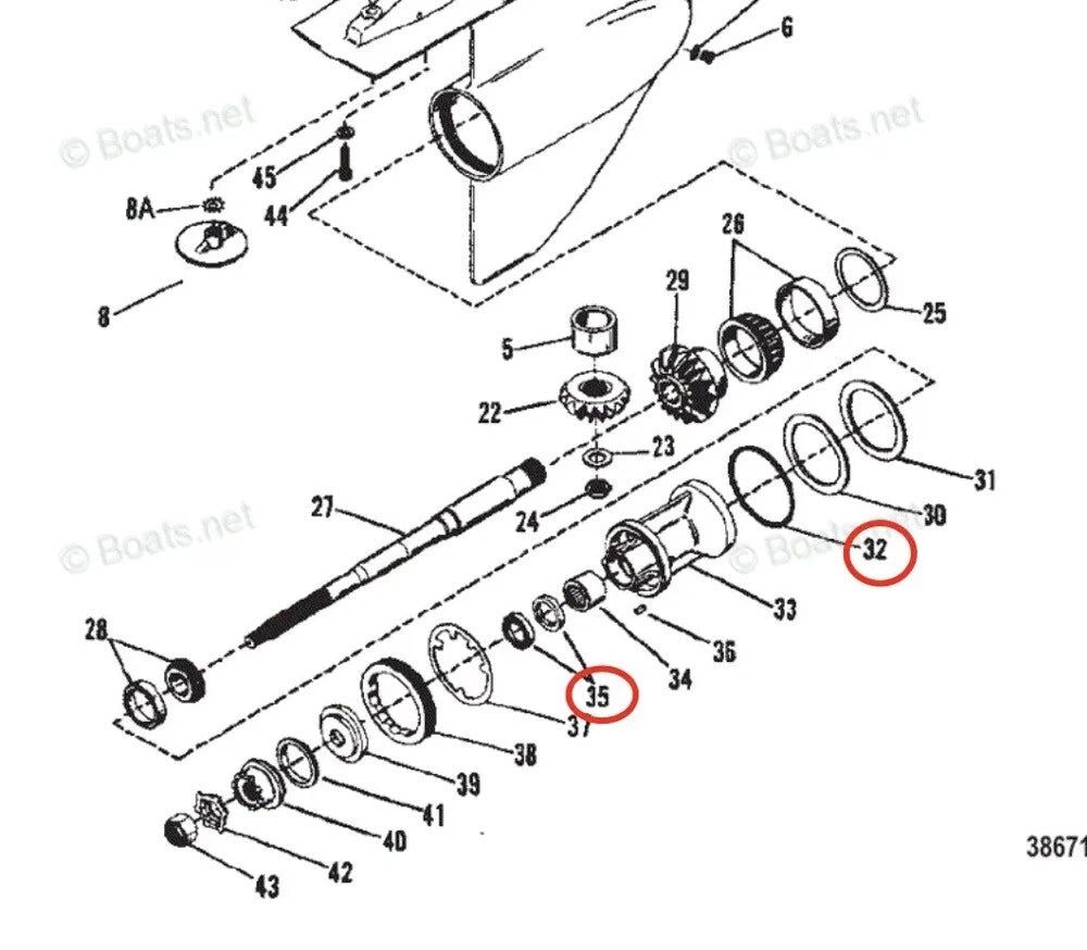 Lower Unit Gearcase Seal Kit for Mercruiser BRAVO II (1990-2000)