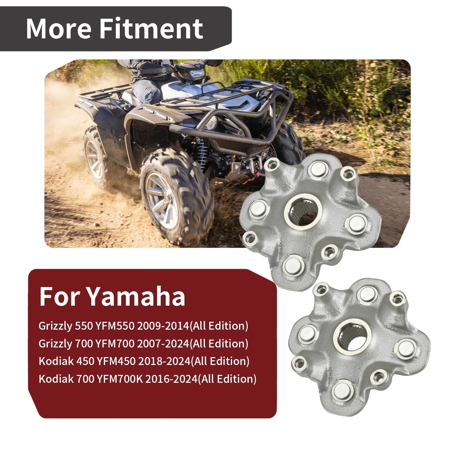 2pcs Front Rear Wheel Hub for Yamaha Kodiak 450 YFM450 2018-2024