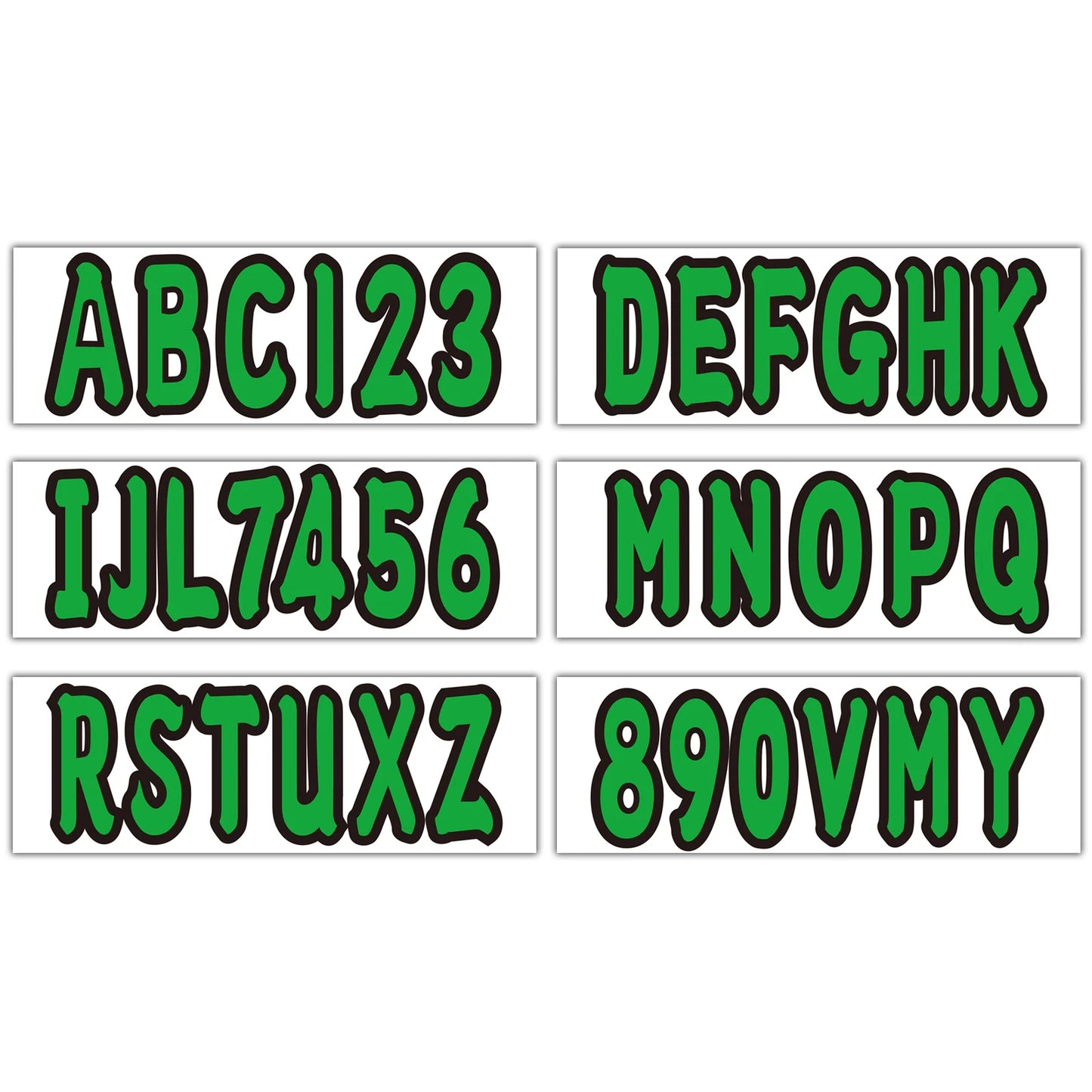 Personalized Boat Registration Decals A-Z & 0-9 Green 4 Set