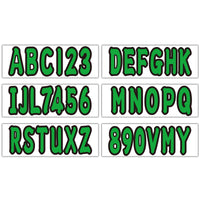Personalized Boat Registration Decals A-Z & 0-9 Green 4 Set