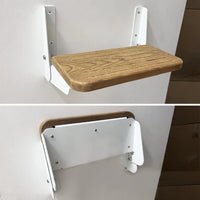 Teak Wood Folding Step Board Footrest for Boat Helm with Aluminum Support