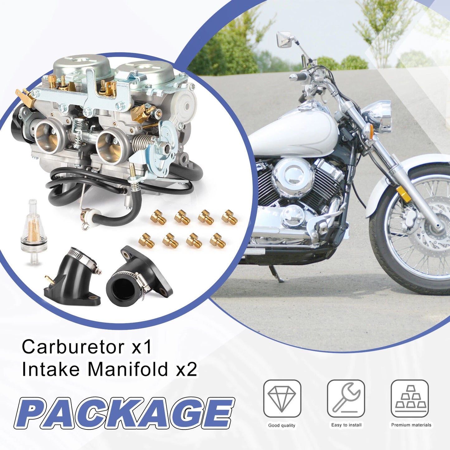 Carb Intake Manifold for Yamaha V-Star 650 Classic XVS650 (1998-2003)