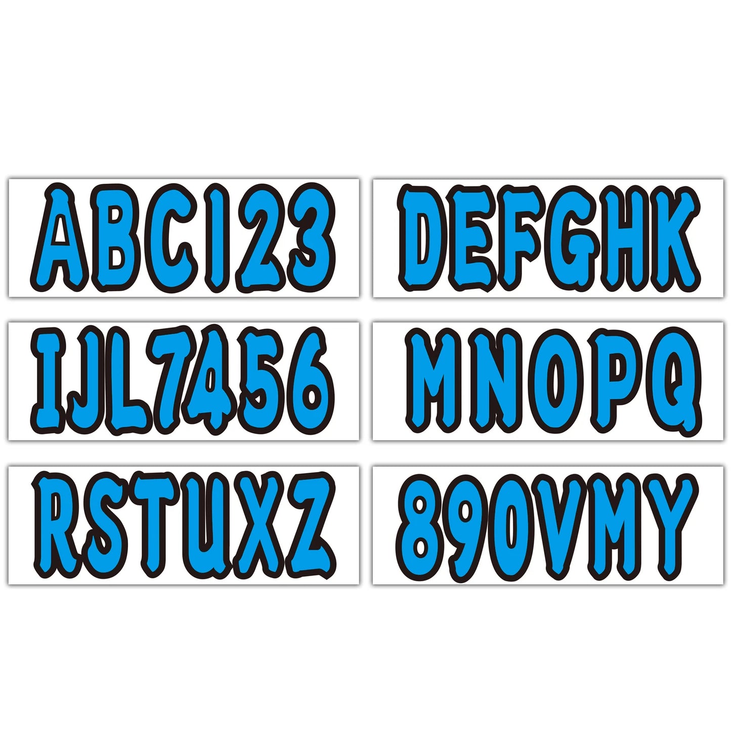 Boat Registration Decals A-Z/0-9 Blue Set