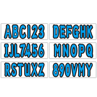 Boat Registration Decals A-Z/0-9 Blue Set