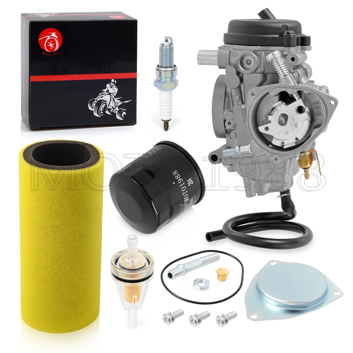 Carburetor & Air Filter Foam & Spark Plug for Yamaha Rhino 450 (2006-2009)