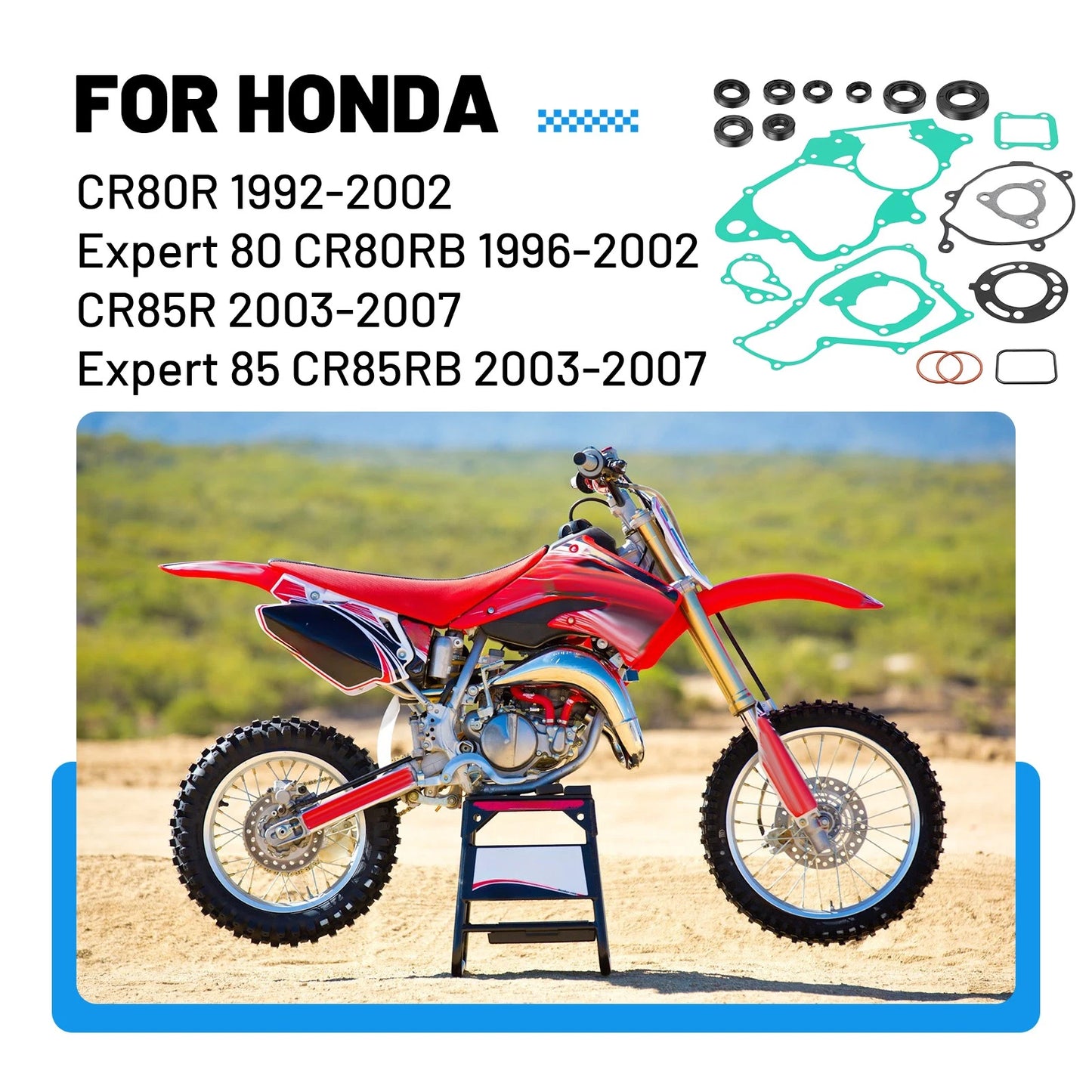 Complete Engine Gasket & Oil Seal Kit for Honda CR80R (1992-2002)