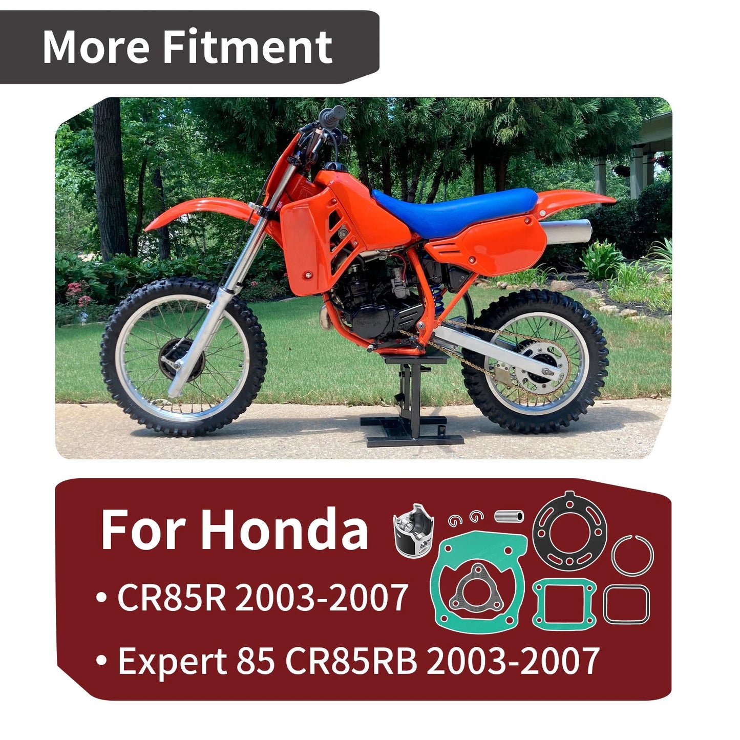 Top End Rebuild Piston Gasket Ring Kit 47.5mm for Honda CR85R/CR85RB 2003-2007