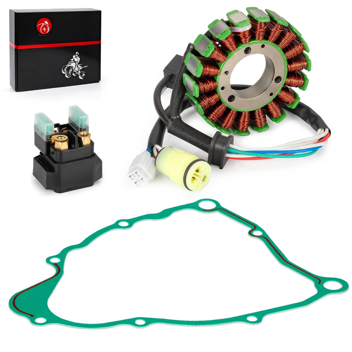 Stator & Starter Relay Solenoid w/ Gasket for Yamaha Bear Tracker 250 YFM250X
