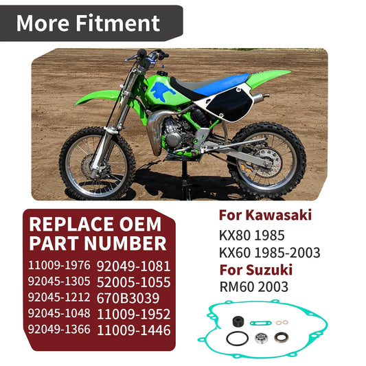 Water Pump Rebuild Kit w/ Clutch Cover Gasket Seal for Kawasaki KX60 (1985-2003)