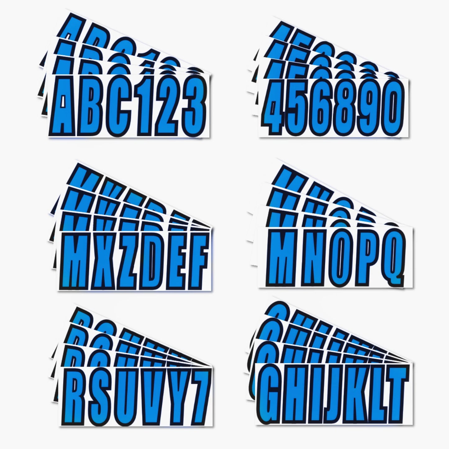 Boat Registration Numbers & Letters Sticker 3" A-Z & 0-9 Blue
