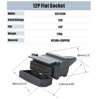 12 Pin Flat Trailer Socket Plug Set for Boats/Camper