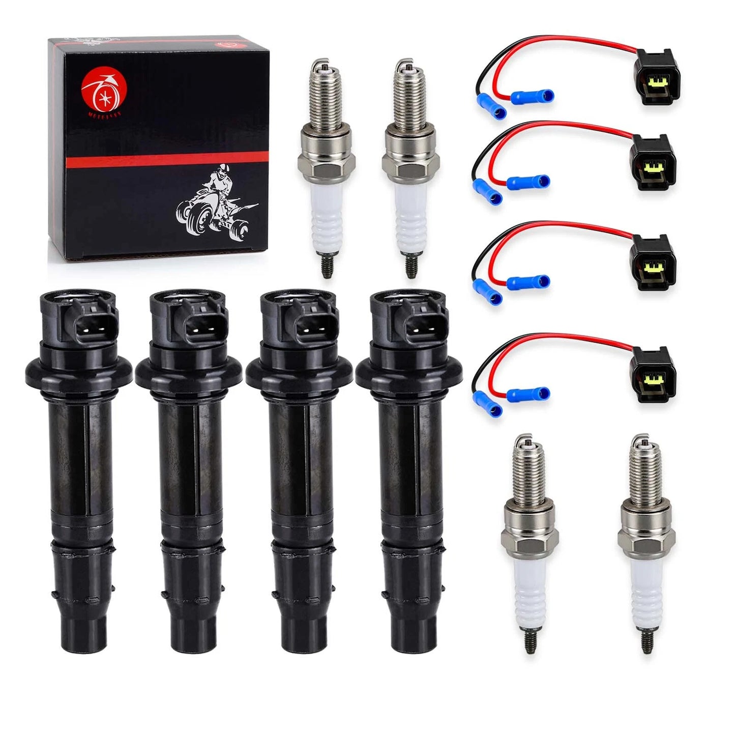 Ignition Coil & Plug w/Spark Plug for Yamaha YZF-R1/R6, FZ1/FZS1, Vmax 1700