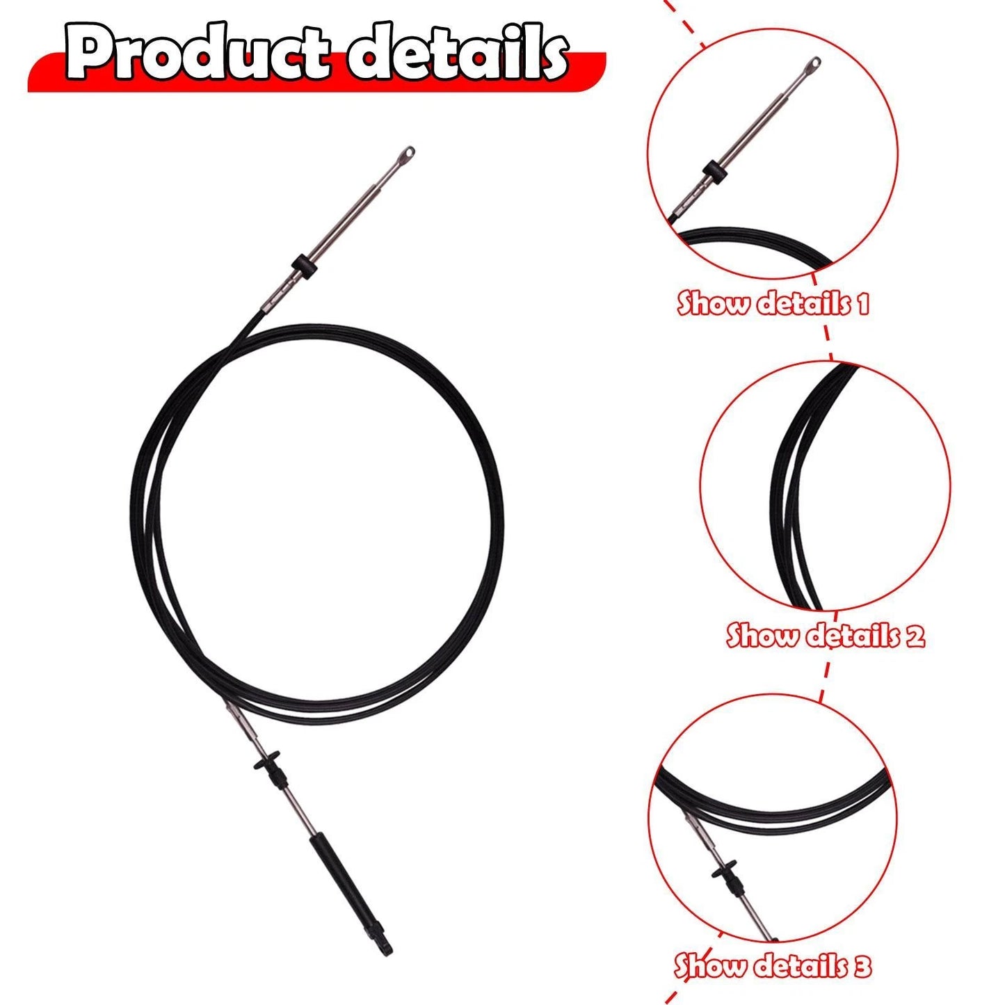 12.5FT Throttle Shift Cable for OMC Johnson Evinrude BRP Outboard