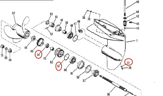 Lower Gearcase Propeller Shaft Seal Kit for Mercury 3.9/6/9.8HP