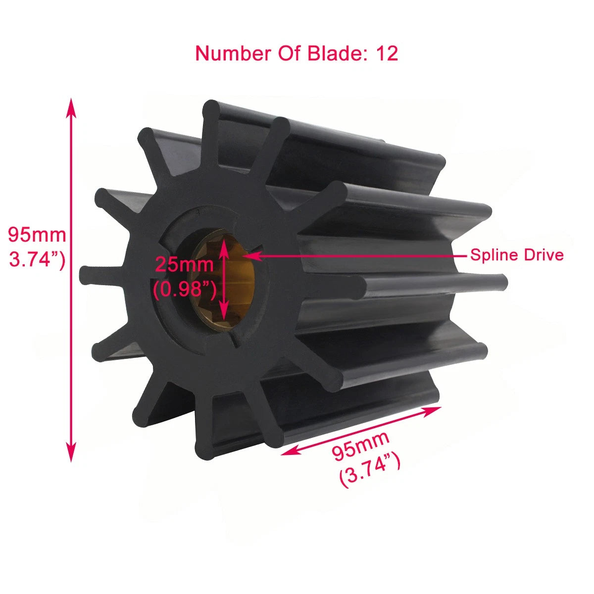 4Pcs Water Pump Flexible Rubber Impeller for Jabsco 17938 Neoprene