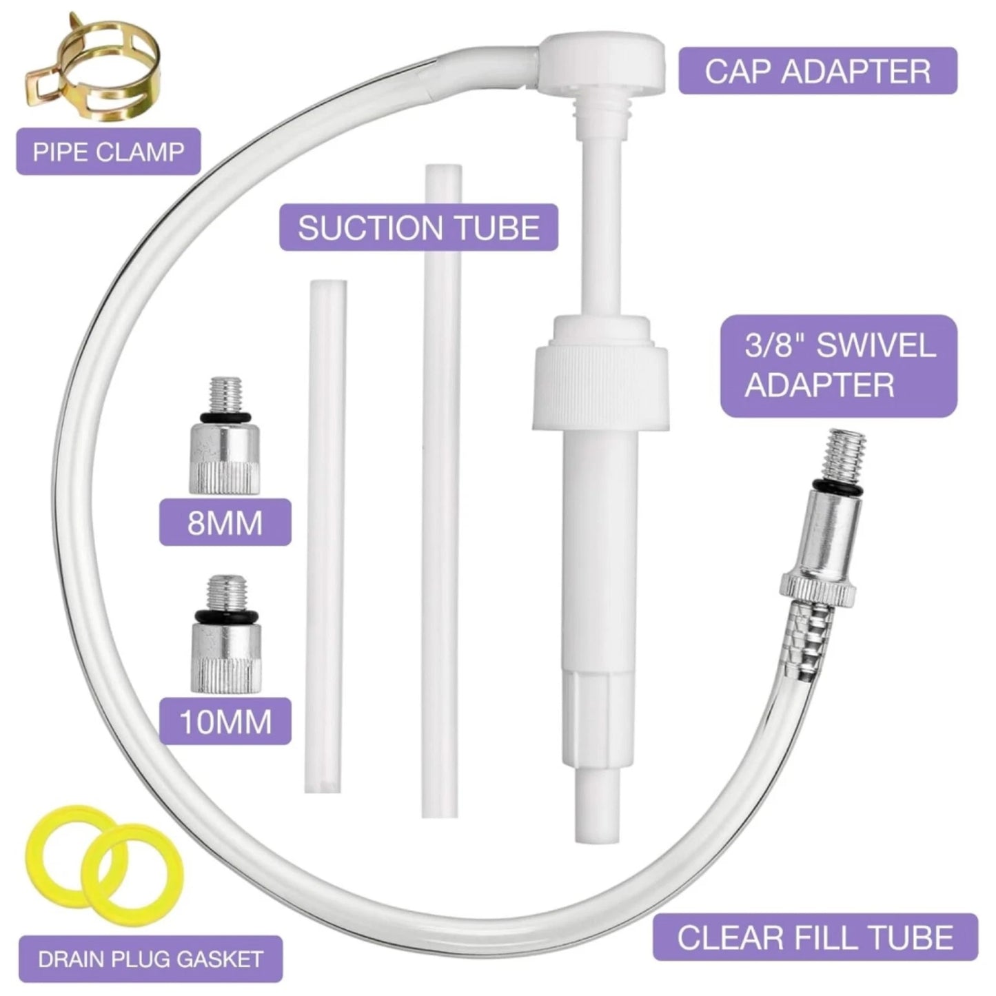 Lower Unit Gear Oil Pump for Standard Quart Bottles w/ 3/8" 10mm Adapters