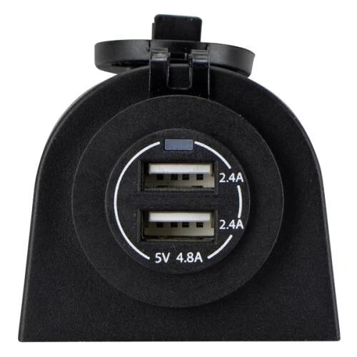 12/24V Power Socket Twin USB-A Ports Surface Mount Black Relaxn 4WD