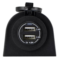 12/24V Power Socket Twin USB-A Ports Surface Mount Black Relaxn 4WD