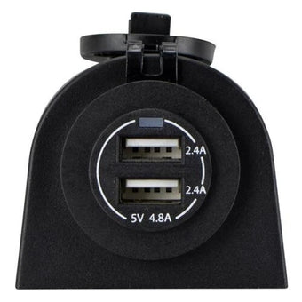 compare product 12/24V Power Socket Twin USB-A Ports Surface Mount Black Relaxn 4WD