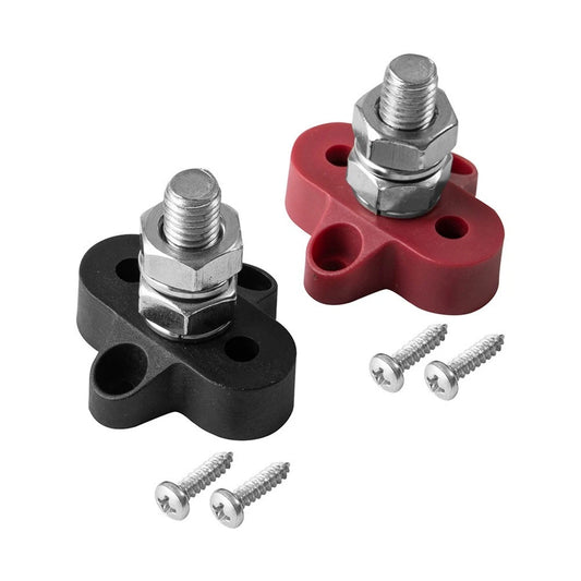 Terminal Stud 2pcs Black/Red M6 Stainless Steel for Marine Boat Yachts