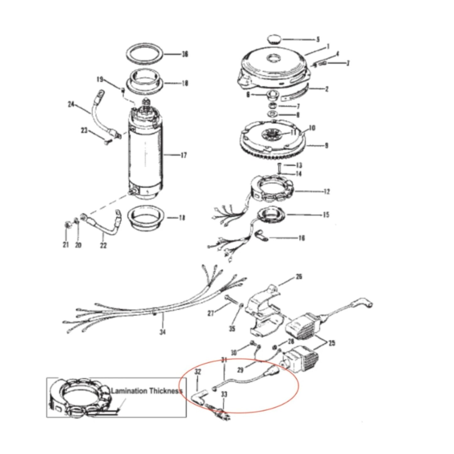 Spark Plug Wire 9" for Mercury 150-200HP (2000-2023)