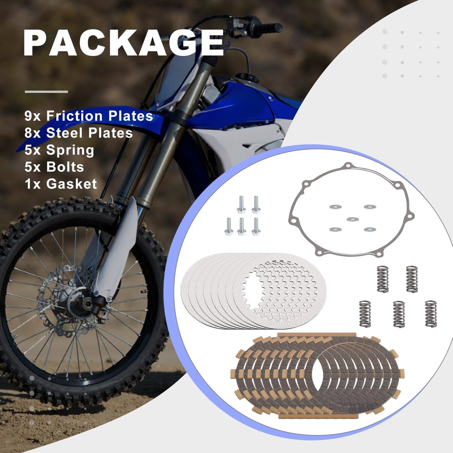 Clutch Friction Steel Plates Springs Kit for Yamaha WR250F/YZ250F 2001-2012