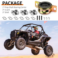 Front Rear Prop Shaft Bearing Carrier & U-joint Kit for Polaris RZR 900 XP 4