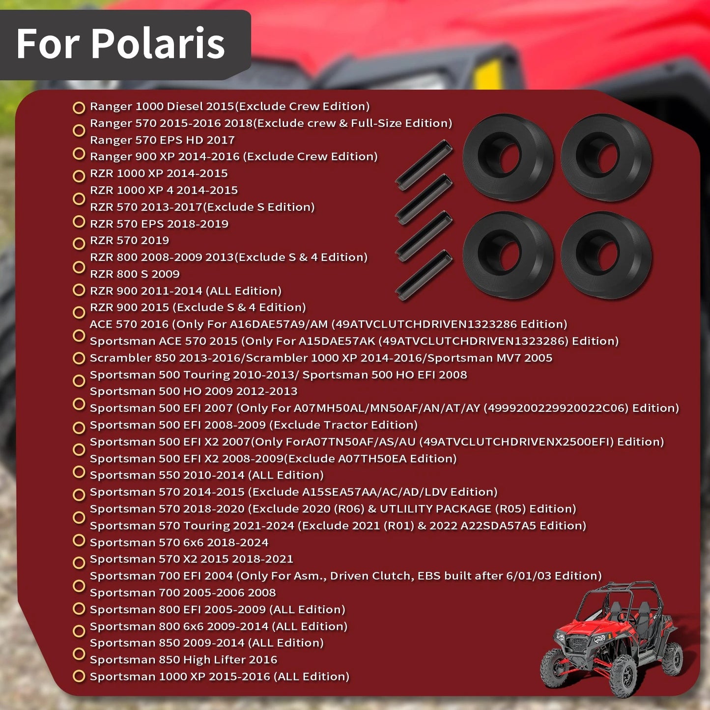 Secondary Clutch Roller 4pcs for Polaris Ranger 570 15-18 / XP 900 14-16