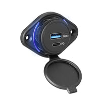 12V/24V USB Type C Power Adapter Outlet Panel for Boats/Motorbikes