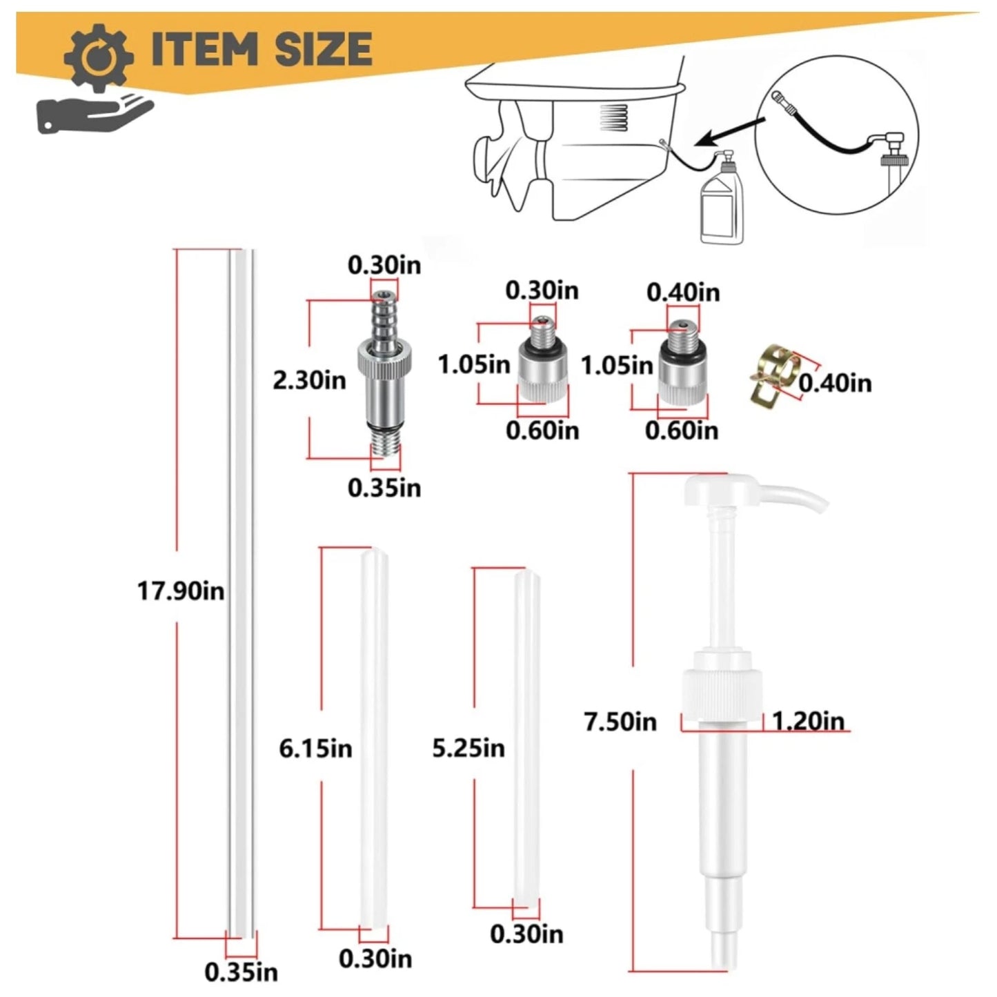 Lower Unit Gear Oil Pump for Standard Quart Bottles w/ 3/8" 10mm Adapters
