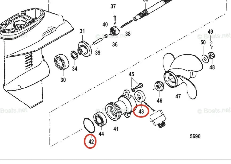 Mercury Mariner Lower Gearcase Propeller Shaft Oil Seal for Mercury, Mariner