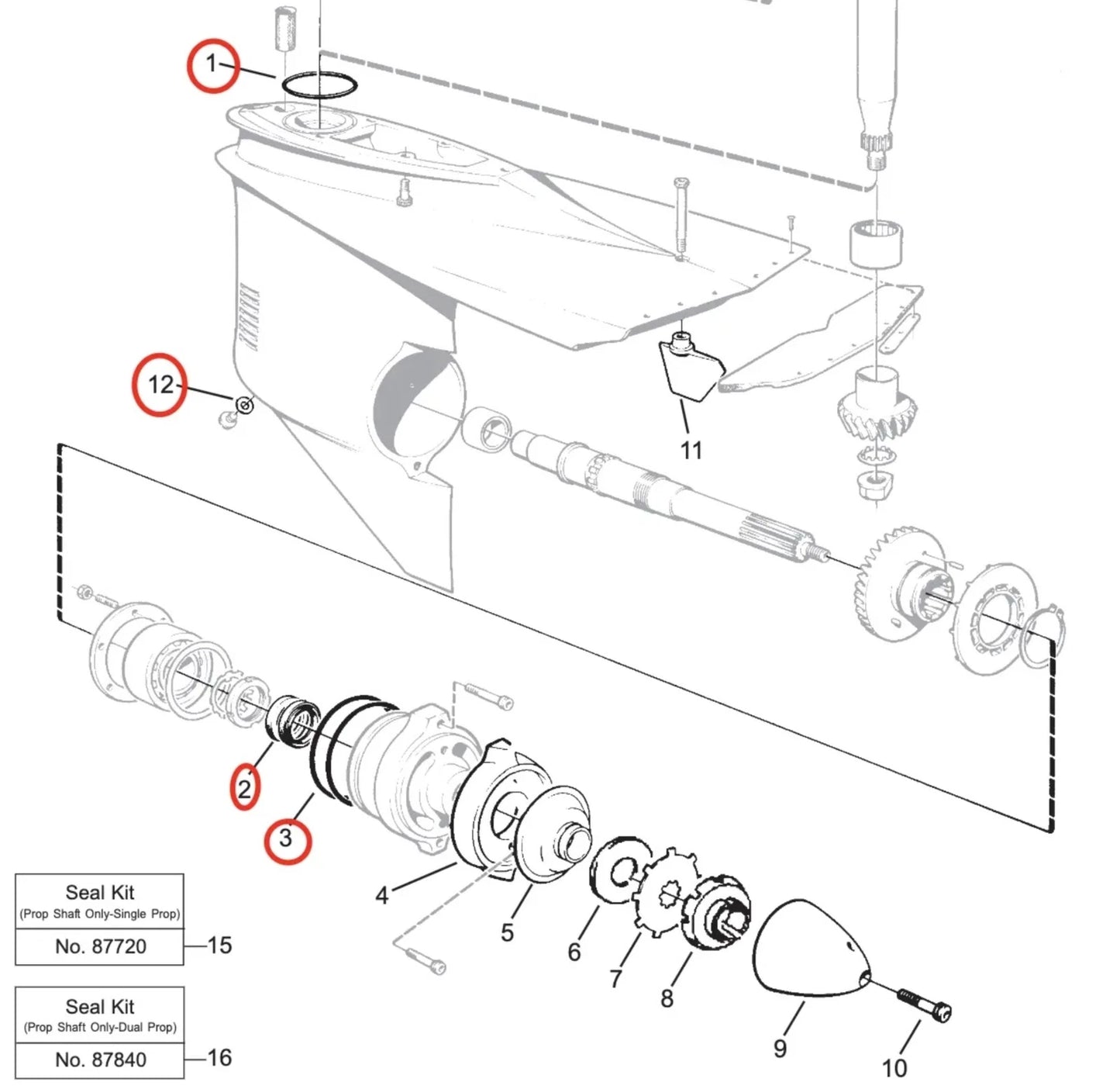 Lower Gearcase Propeller Shaft Oil Seal for Volvo Penta