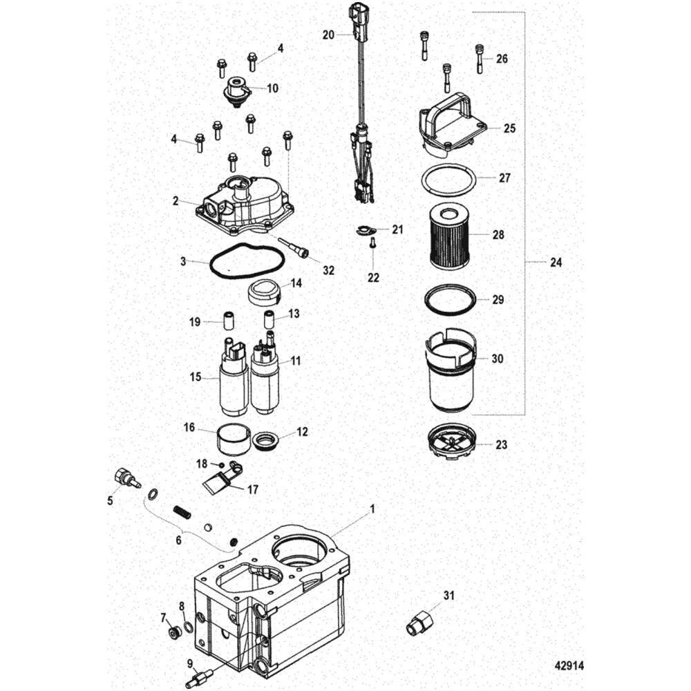 Fuel Filter & Disc Filter Kit for Mercury Mercruiser 35-60HP
