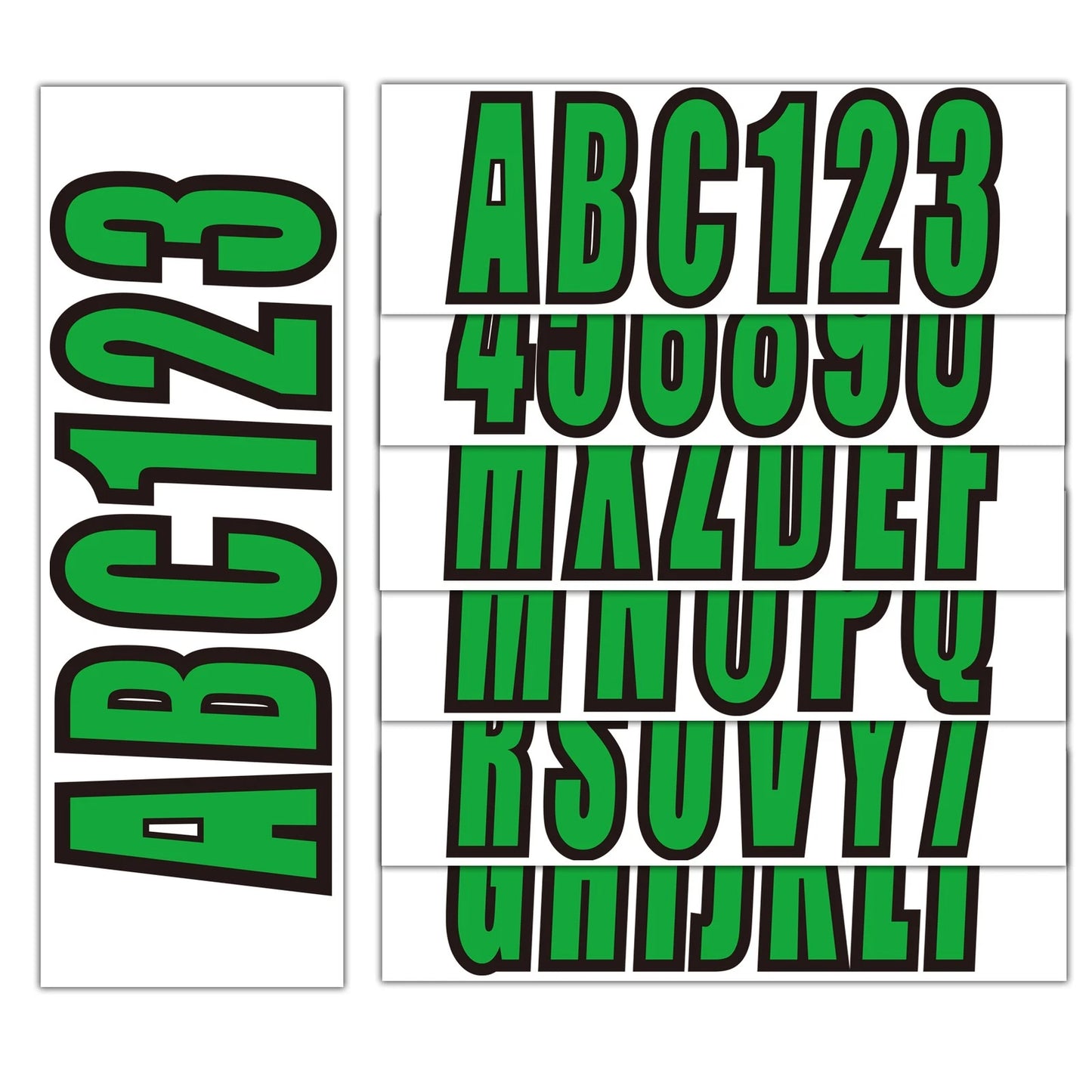 Custom 3" Green Boat Decal Stickers - Boat Registration Numbers & Letters 4 Pack