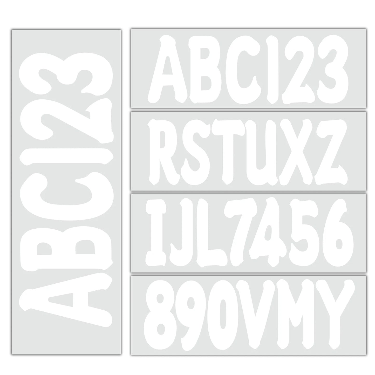 Custom Boat Registration Numbers Decal Sticker Set A-Z & 0-9 White