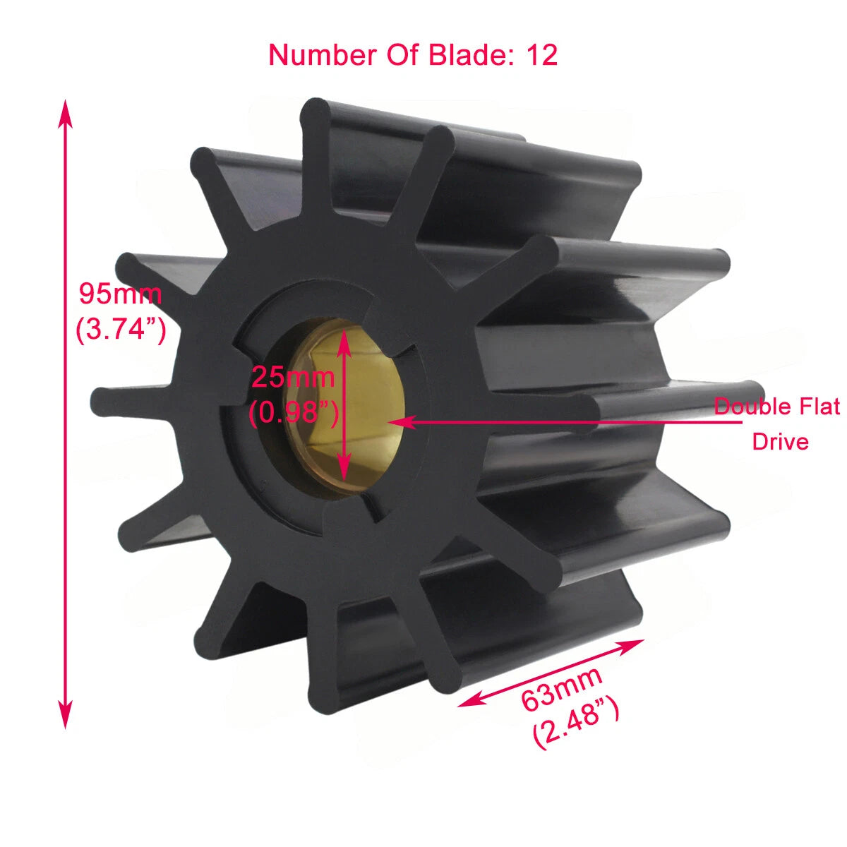 Raw Water Pump Flexible Impeller for JMP 8101-01 DJ 087-1201 Replacement