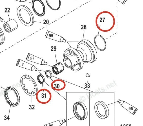 Lower Unit Gearcase Seal Kit for Mercury 225/250 EFI (2000-2005)