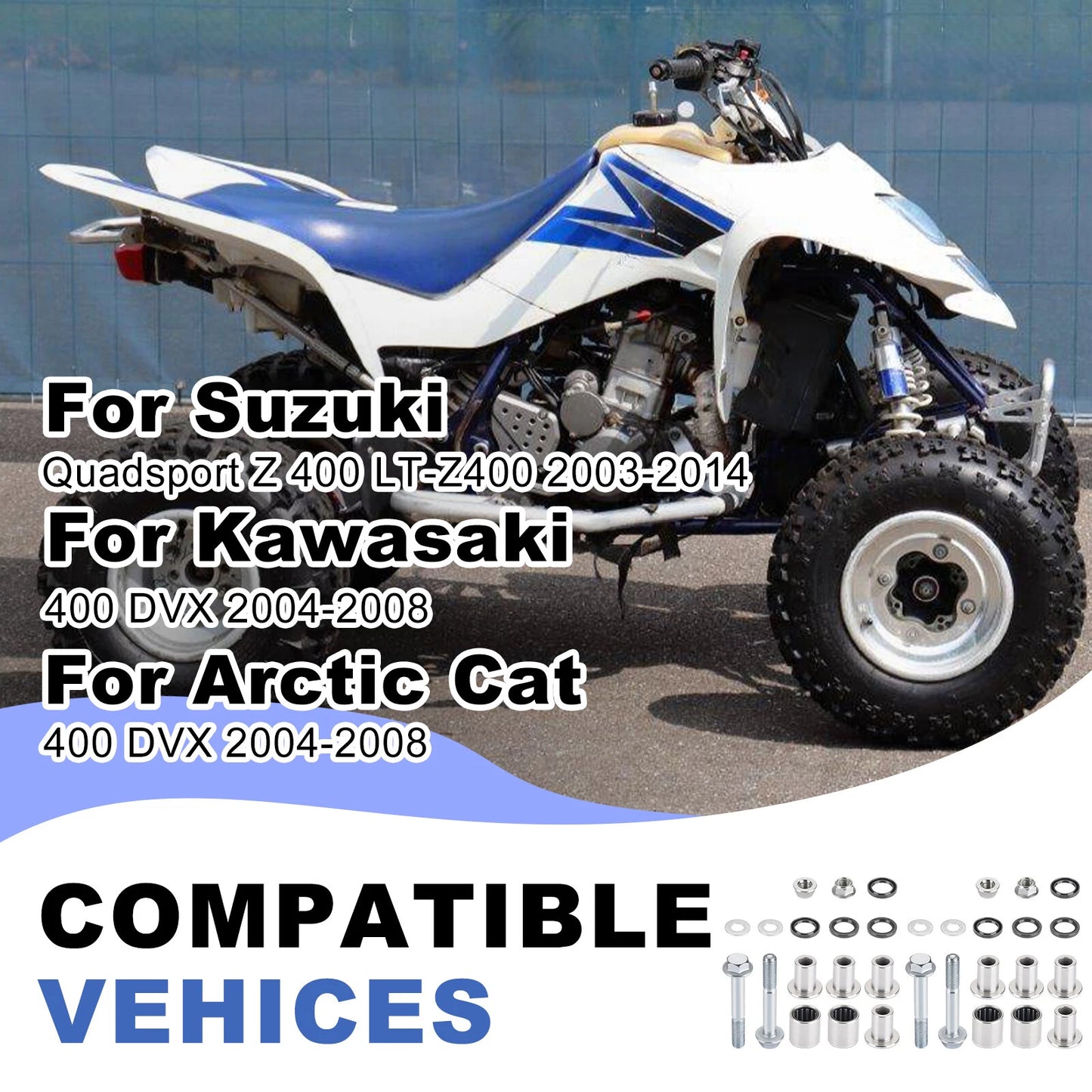 Front Upper A Arm Bushings Seal Kit for Suzuki Quadsport Z400 (2003-2008)